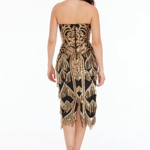 Dress the Population Viviana Black and Gold Strapless Dress - Picture 3 of 3